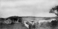 Lincoln house and dock on the Dennys River c.1890 - project house on the Narrows Pennisula, in background on right - the Narrows far right