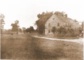 Northeast view of the Inn c.1900 - c. 1690s wing on right. In background;  KIF recently  became stewards of  five acres of open land to be preserved with a portion dedicated to a Havens-Ketcham Cutural Center.