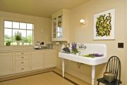 Our new kitchen with vintage sink, painting above, 'Springs' by Mary Rood Hendler 